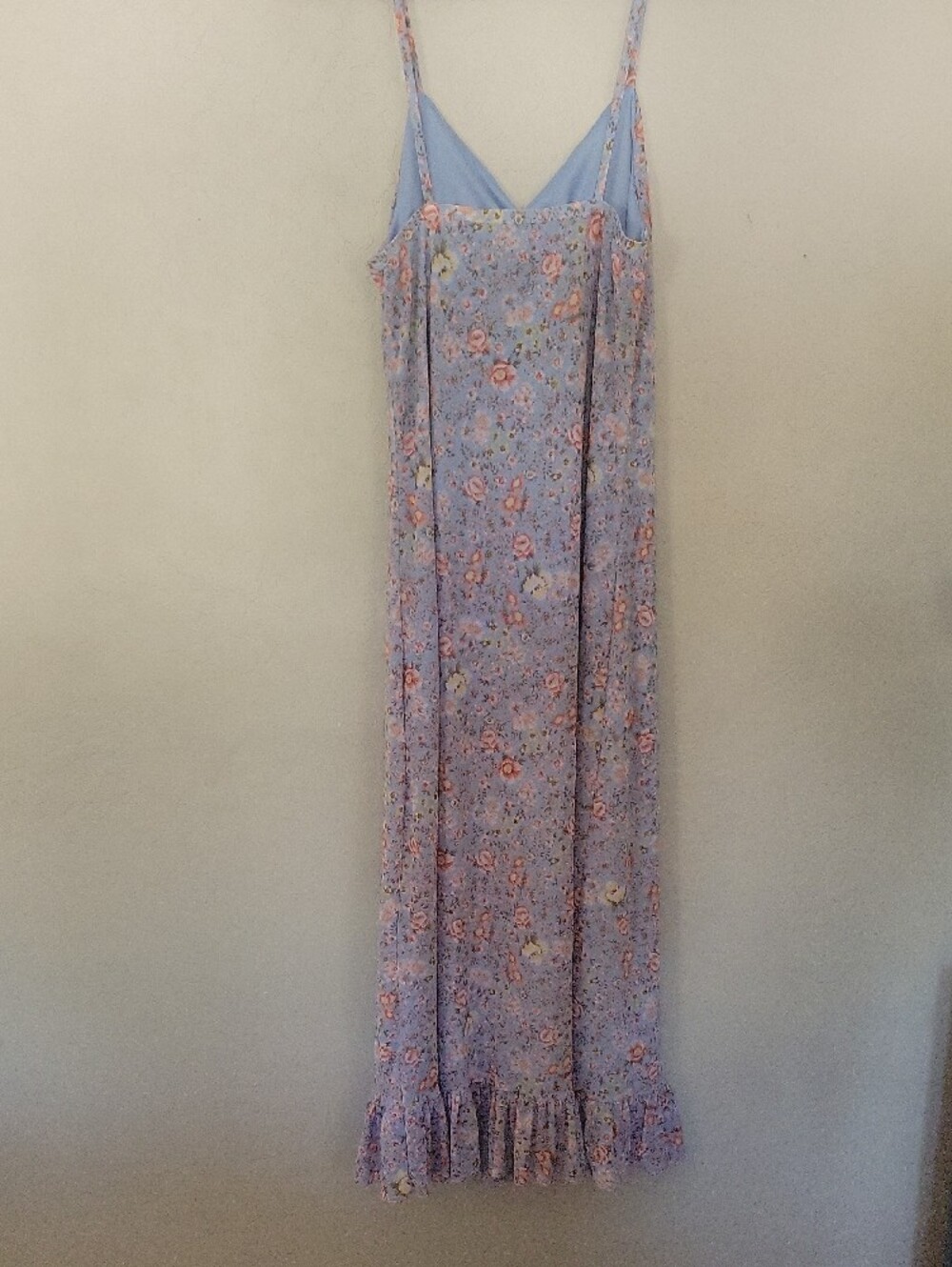 Lavender Floral Maxi Slip Dress with Ruffle Hem - Picture 2 of 3